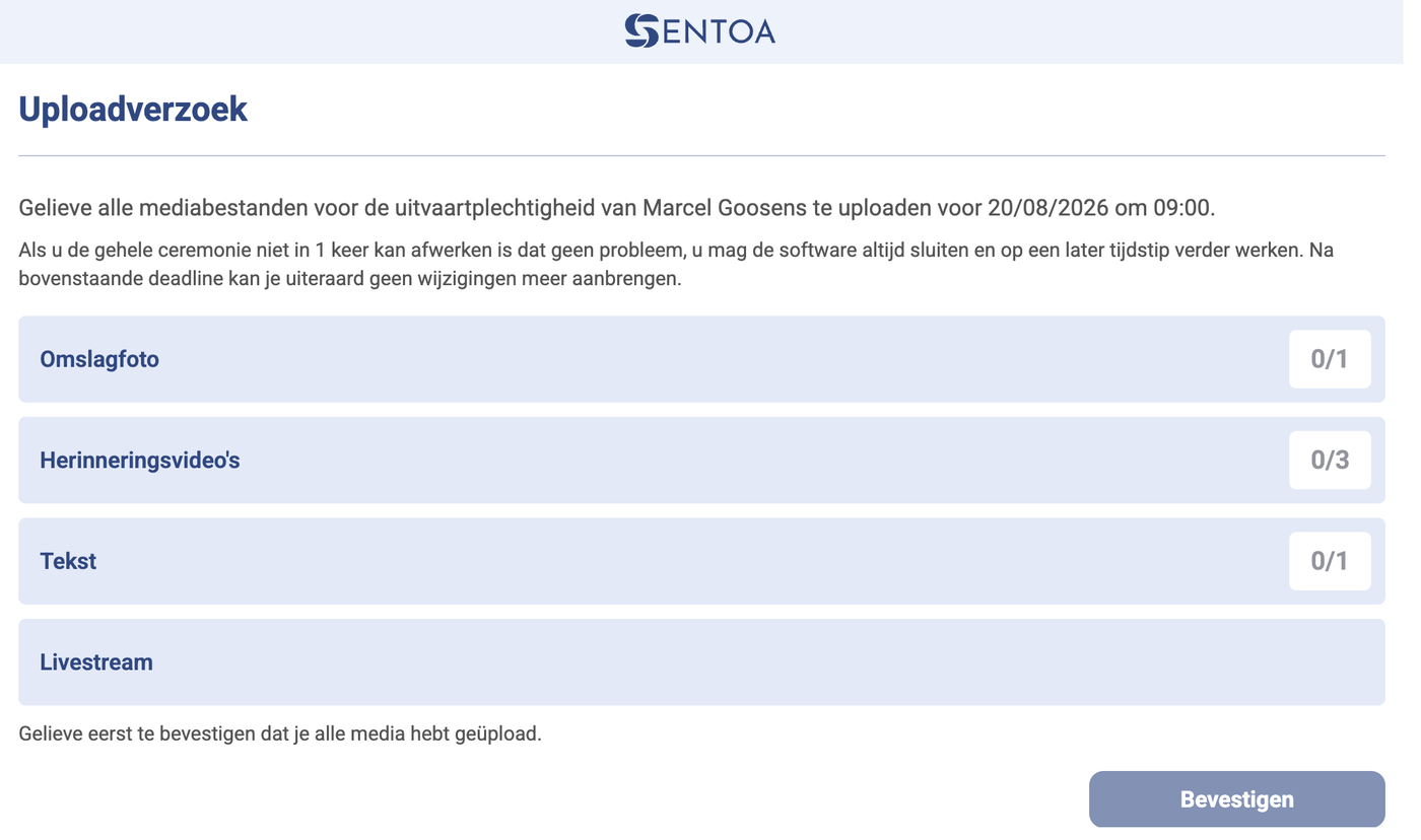 SENTOA familieportaal — uploadverzoek
